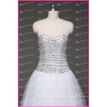 Hot Sale A-line Rhinestone Beaded Top Plain Skirt Floor-length Pakistani Fancy Wedding Dresses